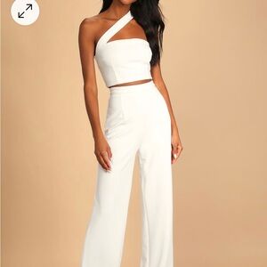 White two piece jumpsuit.